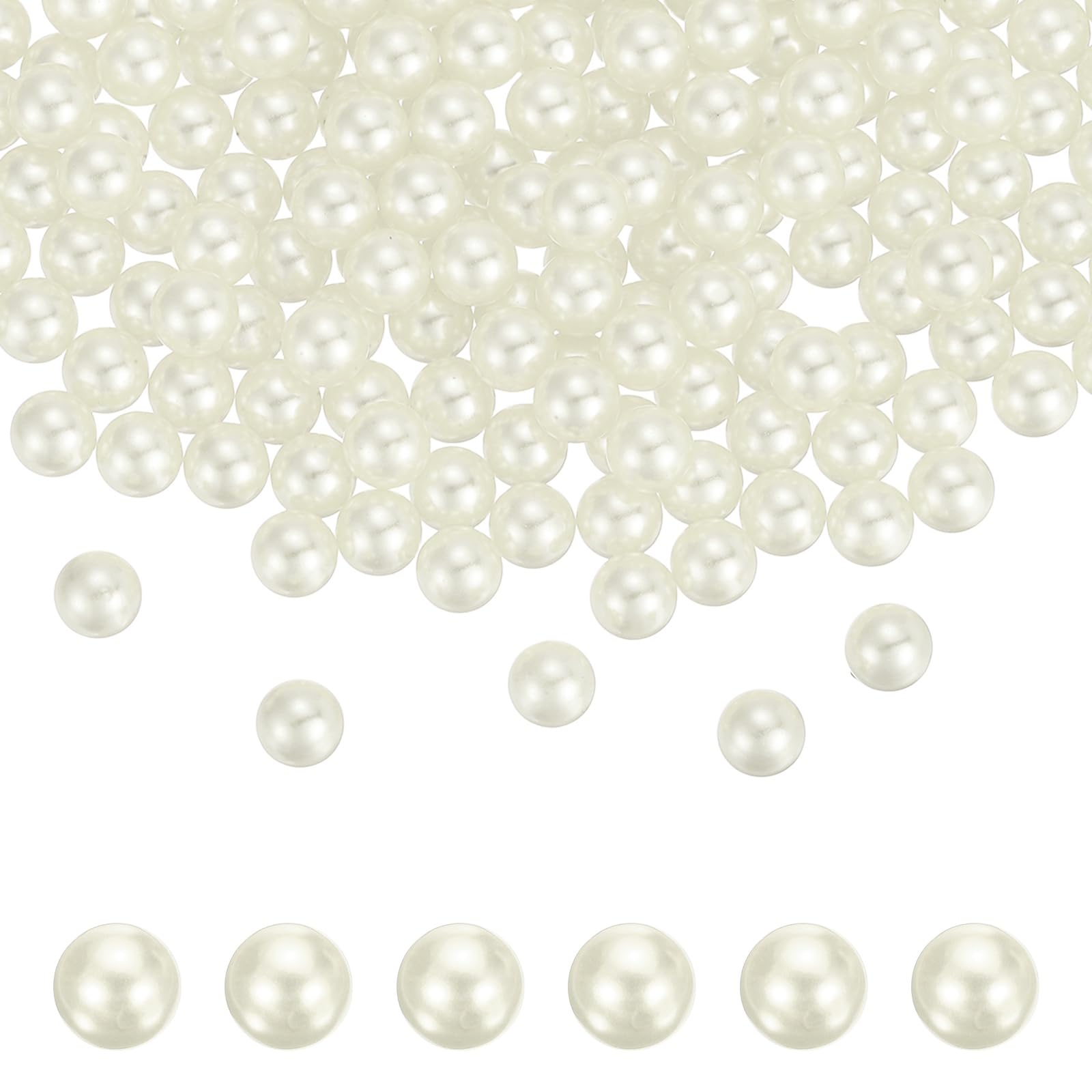 sourcing map 500Pcs Pearls No Holes, 8mm ABS Round Faux Pearl Beads Vase Fillers for Crafting DIY Jewelry Making Filling Home Party Decorations Wedding Centerpieces, Beige