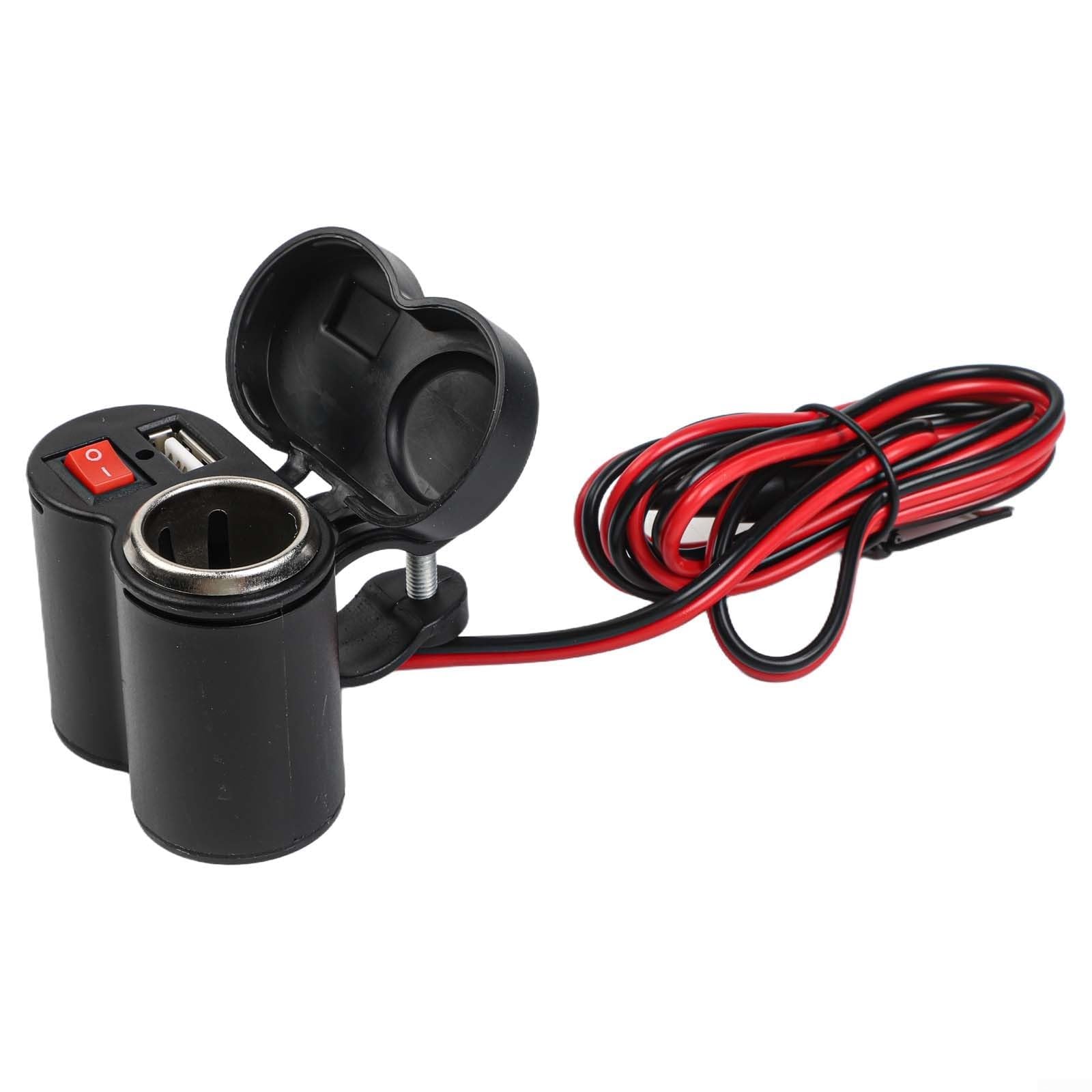 AIKEOU Robust ATV and Motorcycle USB Charging Port for Reliable Power Delivery to Mobile Devices with 2.2cm Bar Fitment