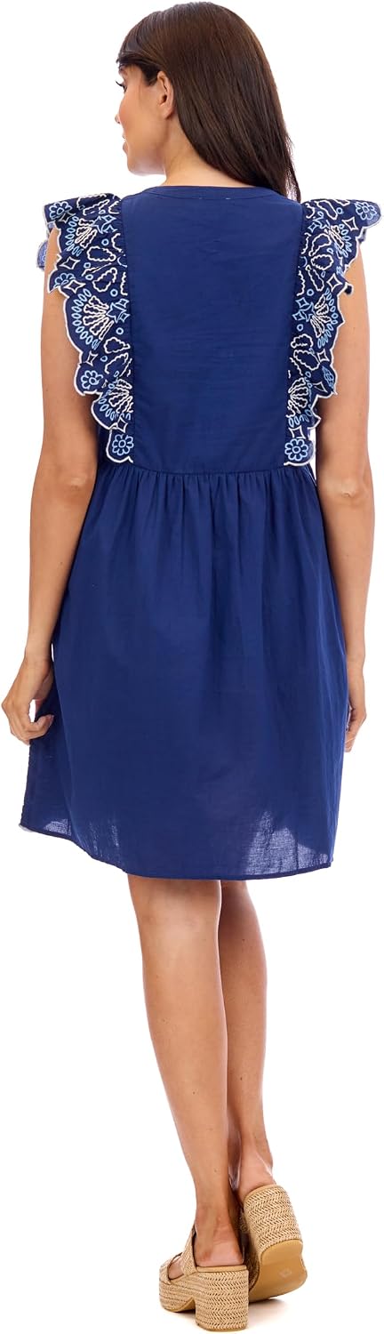 Mud Pie Women's Oakes Embroidered Dress
