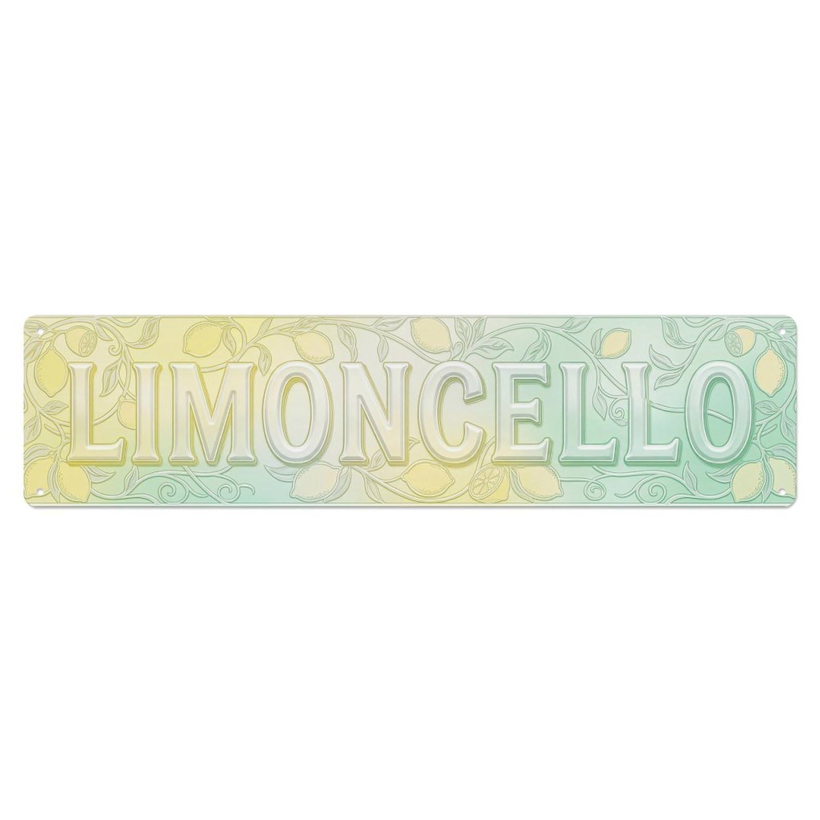 Vintage Limoncello Etched Glass Citrus Metal Tin Sign Plaque Wall Decor for Cafe, Club, Garden Metal Poster 4x16Inch