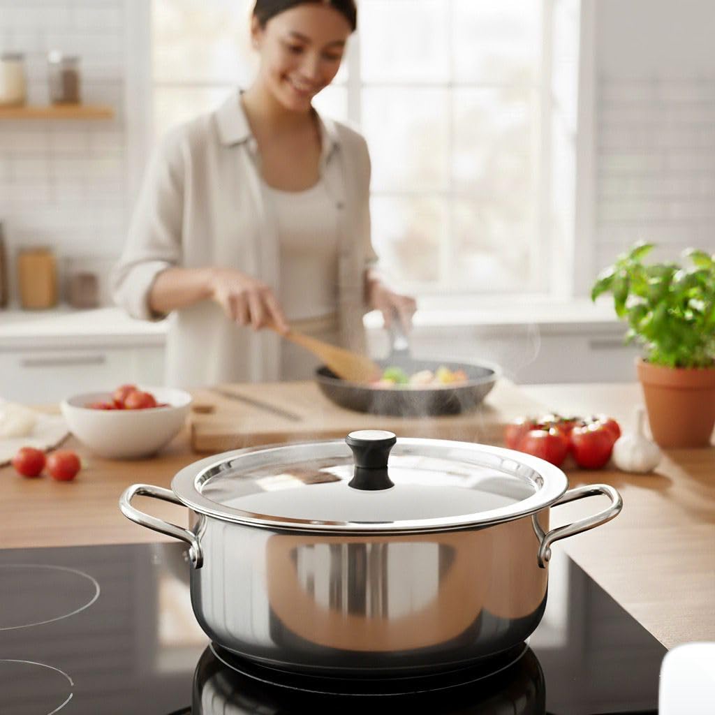 KCL Stainless Steel Ciba Tope Lids/Tope Cover/Handi/Kadai Lid/Saucepan Lid with Nob - 1 Unit - Diameter - 24cm 2