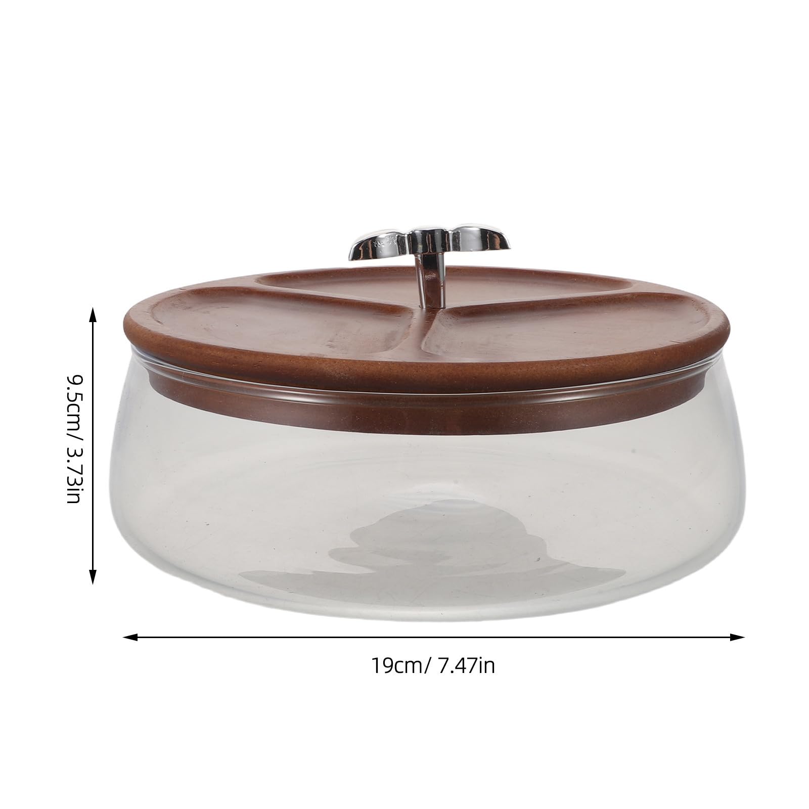Cuenco de Vidrio para Aperitivos de 1200ml con Tapa de Madera | Cereales y Snacks, Uso en Cocina y Encimera, Diseño Decorativo, Elegante y Moderno