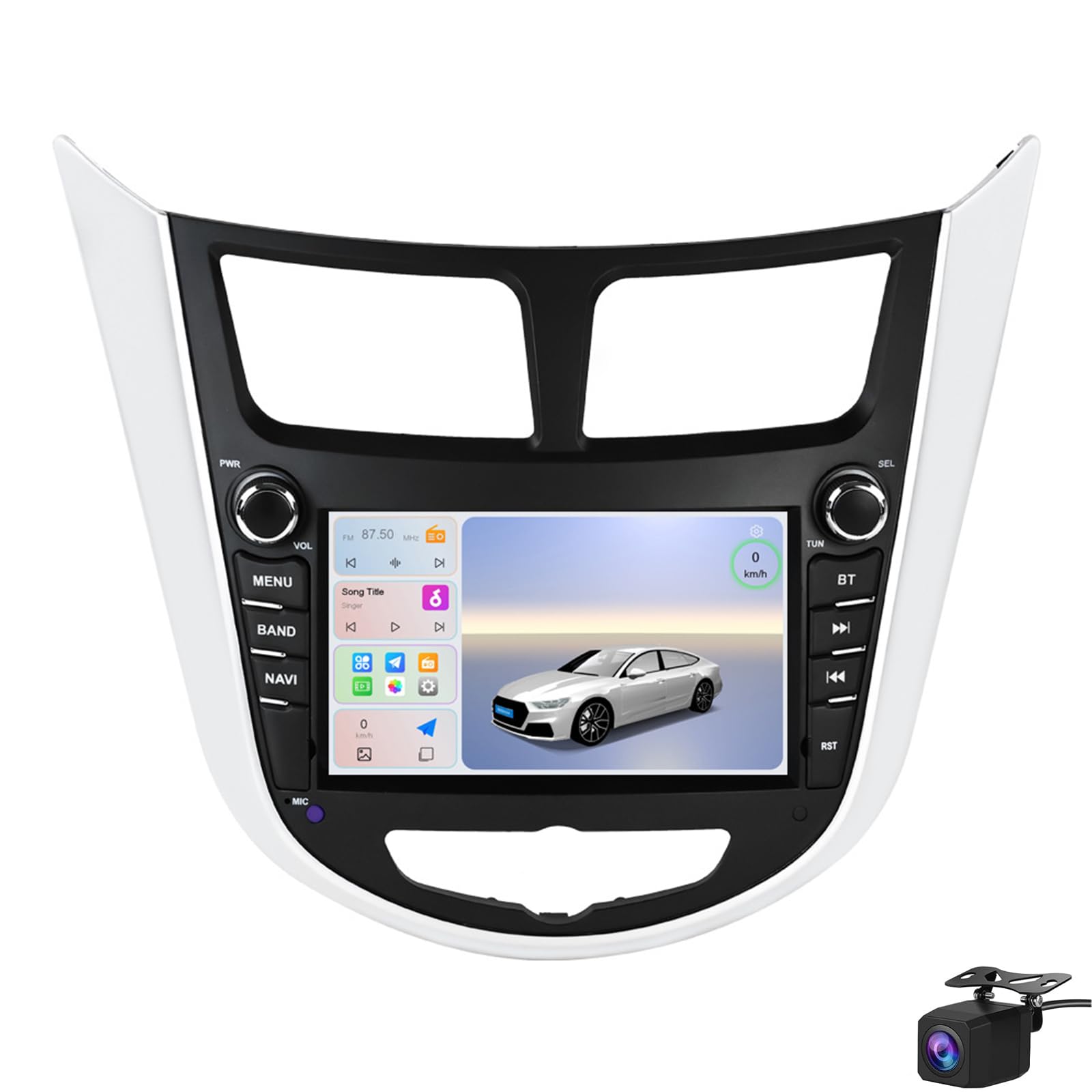 Car Radio Stereo for Hyun-dai Verna Solaris Accent 2010-2016 Android 15 Wireless CarPlay Android Auto 7inch Touch Screen Head Unit with Bluetooth 5.0 DSP 32EQ GPS FM Backup Camera(Color:4CORE 2+64G)