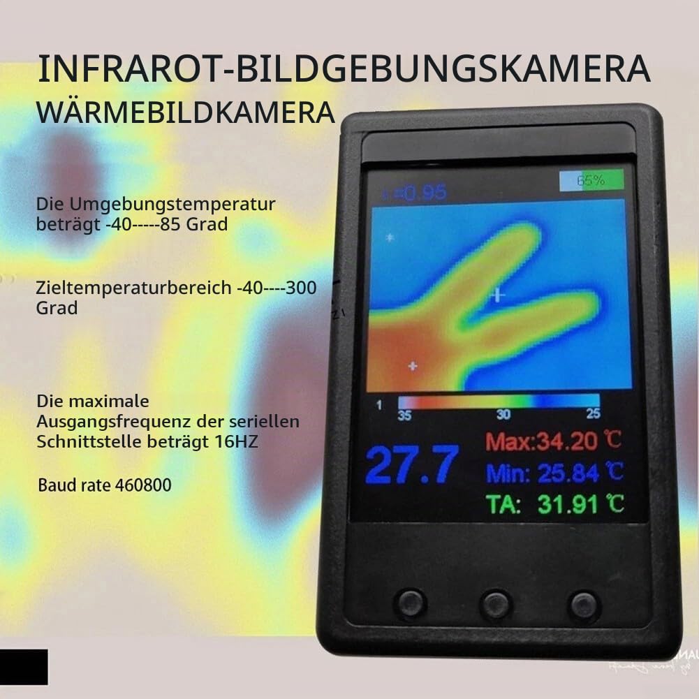 Infrarot-Wärmebildkamera mit 2,4-Zoll-LCD-Display und Temperaturdetektor, tragbarer Thermografiemesser mit einstellbarer Emissivität, 8 Hz Reaktionsfrequenz, für industrielle Inspektion