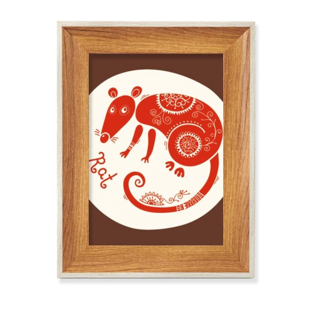 Peinture Chine Rouge cadre photo en bois de prestige zodiaque année du Rat tableau