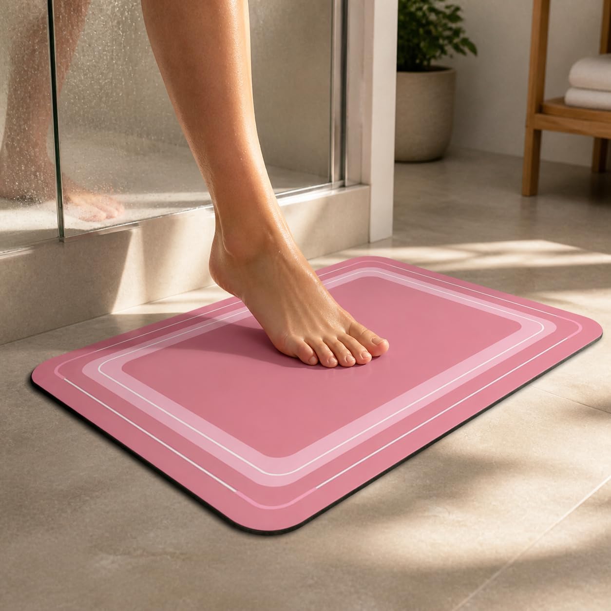 Tapis Bain Diatomée Séchage, Marron crème, 80x120cm