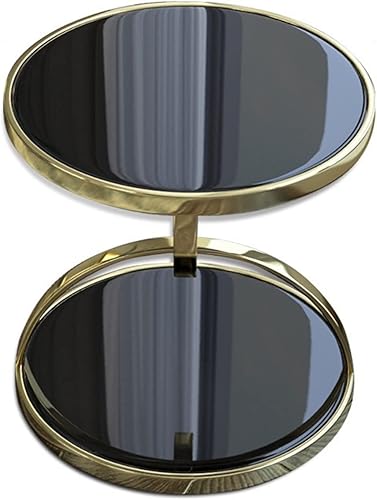 Miniatura 1 de SOOVI Table Toughened Glass Corner Table Living Room Sofa Side Stainless Steel Gold Small Round Postmodern Tea Mesa