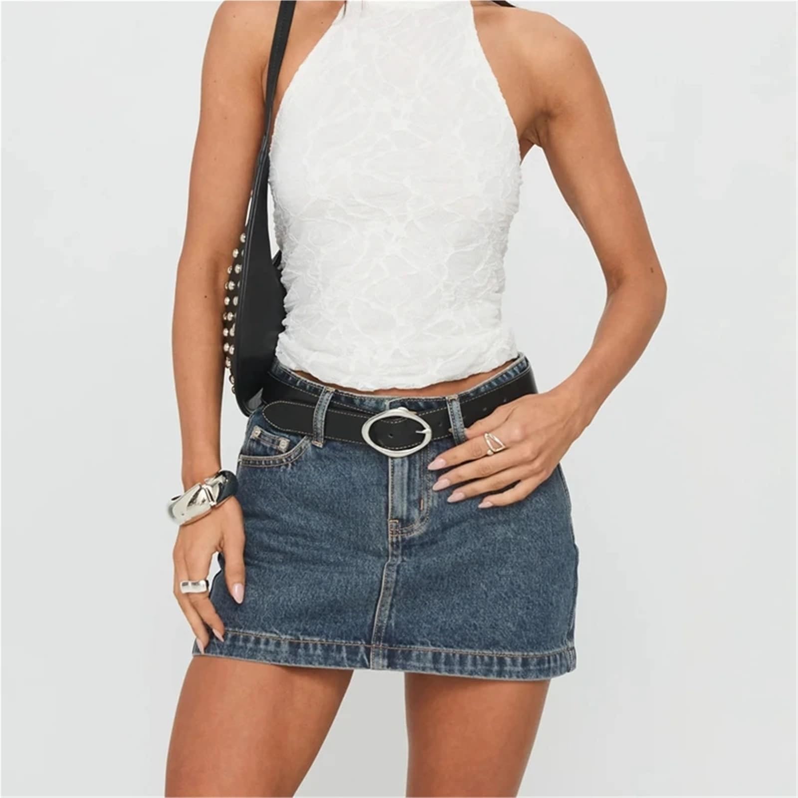 Minigonna in Denim Vintage, gonne a Tubino lavate retrò per L'uso Quotidiano E per I Viaggi