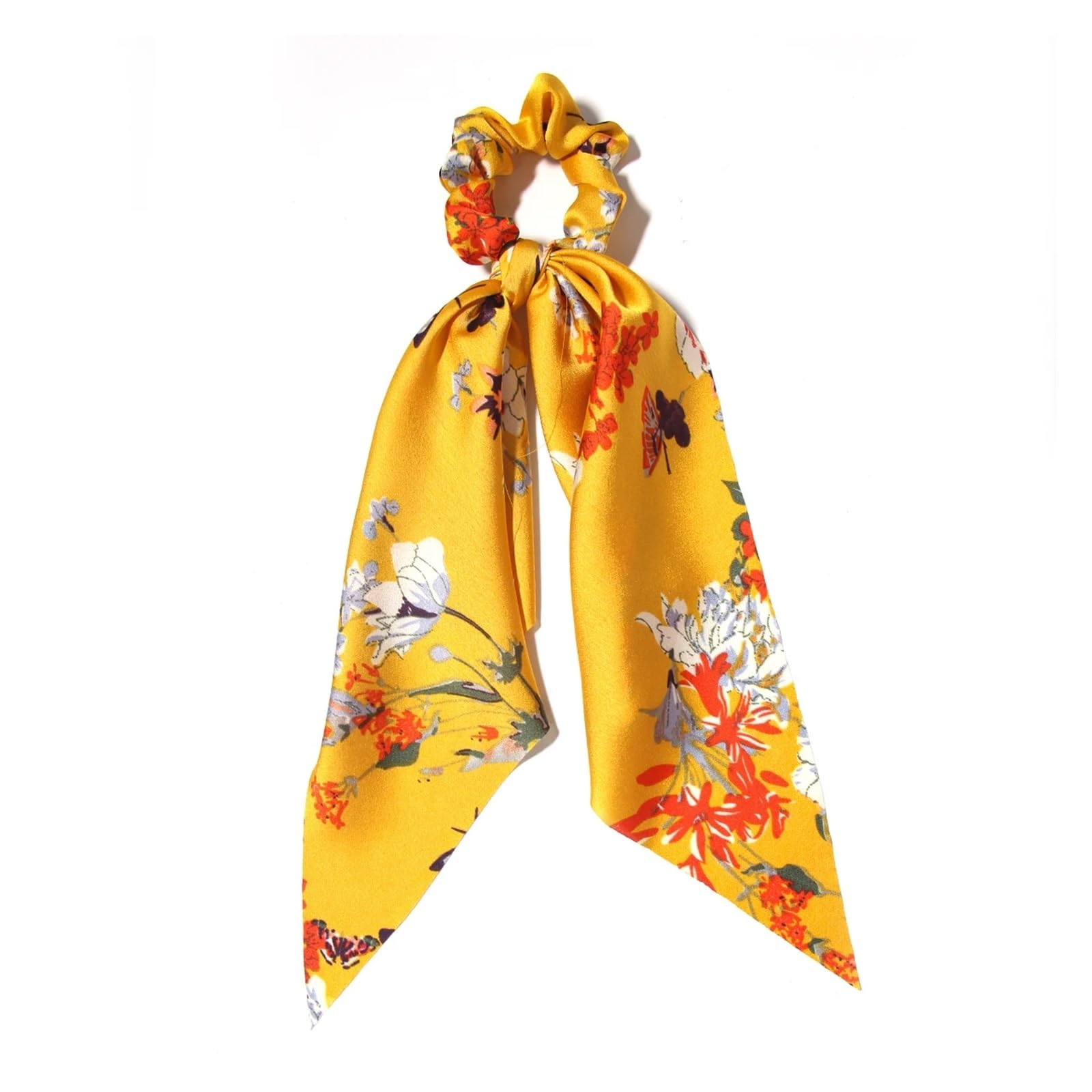 Coleteros Pelo Mujer 2 unidades de cintas elásticas for el pelo largas con estampado tela teñida for mujer y niña(Yellow)