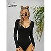 Womens-V-Neck-Long-Sleeve-Tops-Basic-Bodysuit-Jumpsuit MANGDIUP Women's V-Neck Long Sleeve Tops Basic Bodysuit Jumpsuit (Black. M)