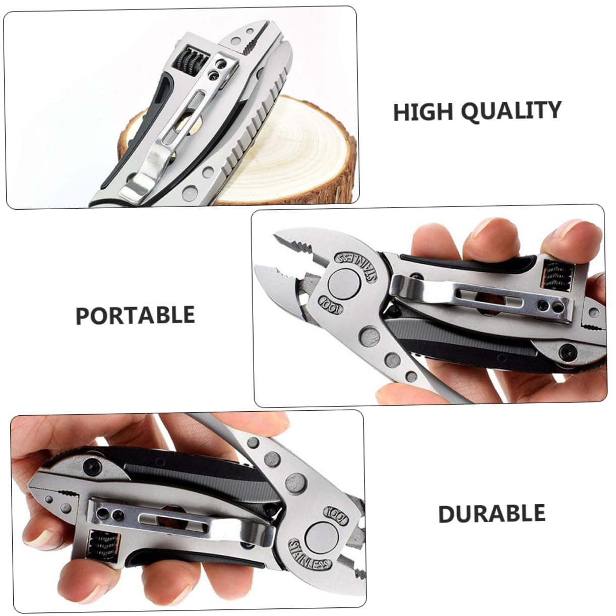 Pince Multifonction Militaire Portable en Acier Inoxydable 2 Pièces, Outil Multi-usages pour Camping et Projets de Réparation DIY