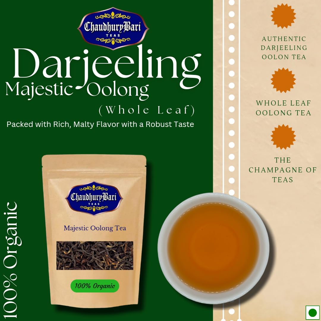 Darjeeling Majestic Oolong Tea (Whole Leaf) 500g || Roasted Leaf || 100% Organic || Loose Tea Leaves || Pack of 1 || ChaudhuryBari TEAS