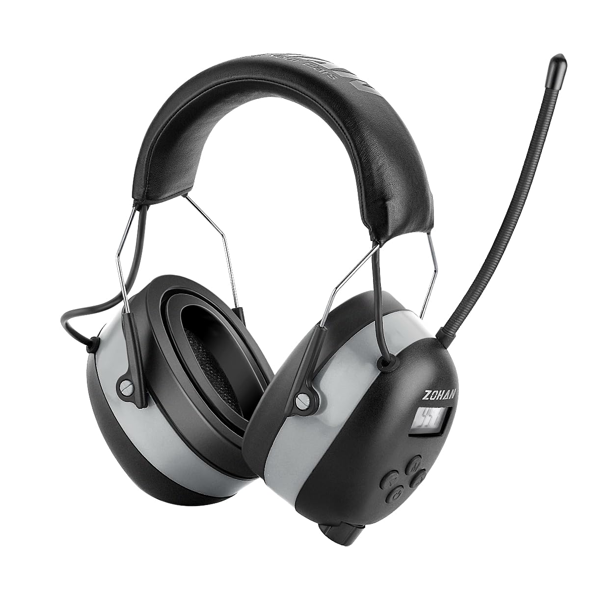 ZOHAN EM042 AM/FM Radio Headphone with Gel Pads,Ear Protection Noise Reduction Safety Ear Muffs,Ultra Comfortable Hearing Protector for Lawn Mowing and Landscaping(Gray with Gel Ear Pads)