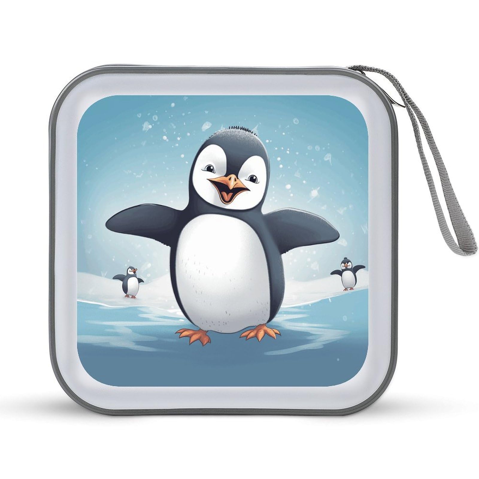 VstaDank Happy Penguin 40 Capacity DVD Protective Case Storage Organizer for Folders, Brochures, Portable Disc Album, Car Disc Portfolio, Plastic CD CD