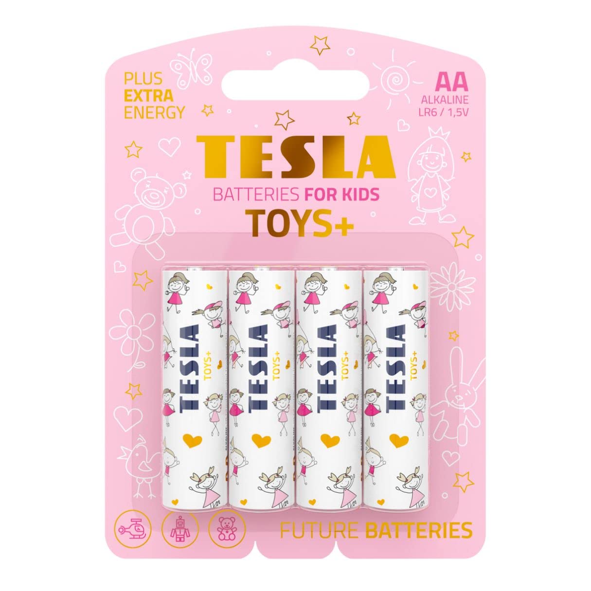 Tesla Toys Batteries for Girls AA Maximum Power Alkaline Batteries 10 Year Shelf Life A Long-Lasting Battery Life