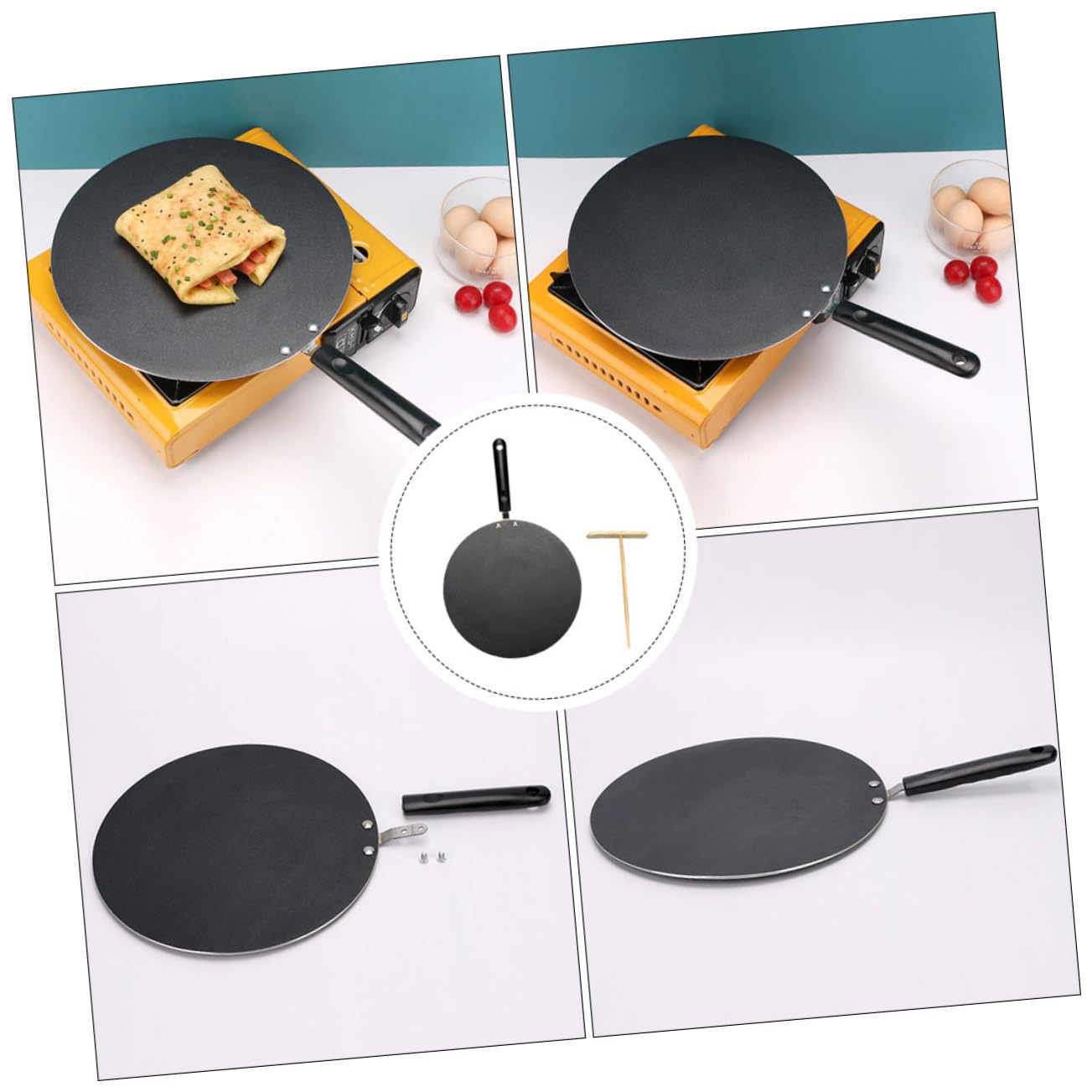 LIFKOME Sartén Hogar Sartén Plana Para Cocinar Para Hacer Panqueques y Tortillas Incluye De Suministros De Cocina Para Panqueques