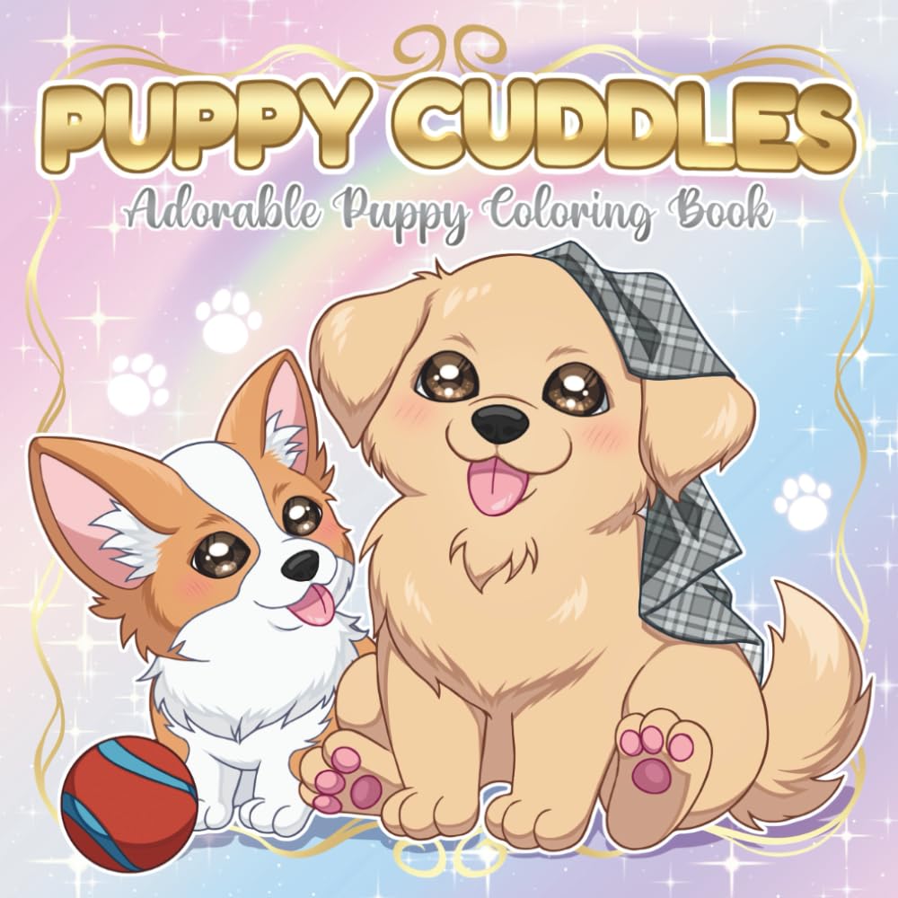Puppy Cuddles: Adorable Puppy Coloring book