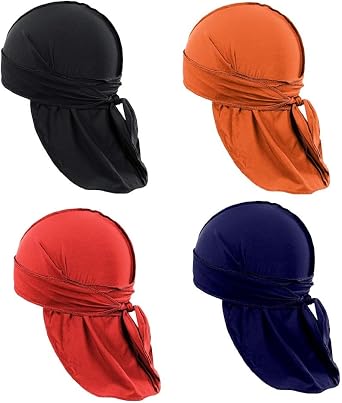 Balec 6 Pack Men's Durag Headwrap Waves Headscarf Bandana Doo Rag Long Tail