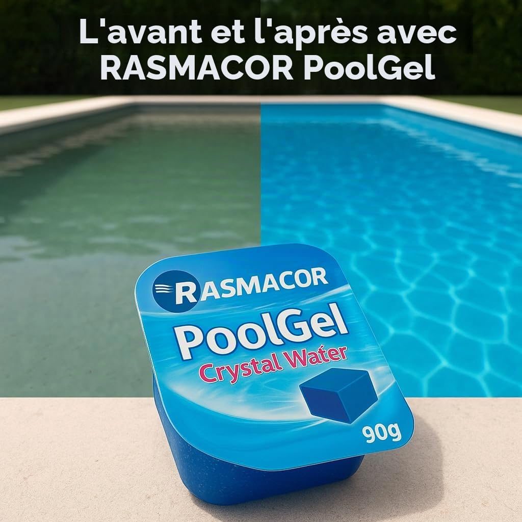 RASMACOR Pack de 10 Unités de Floculant en Gel Monodose | Gel pour Piscine | Nettoyant et Clarifiant pour l'eau de Piscine | Transparence Totale de l'eau