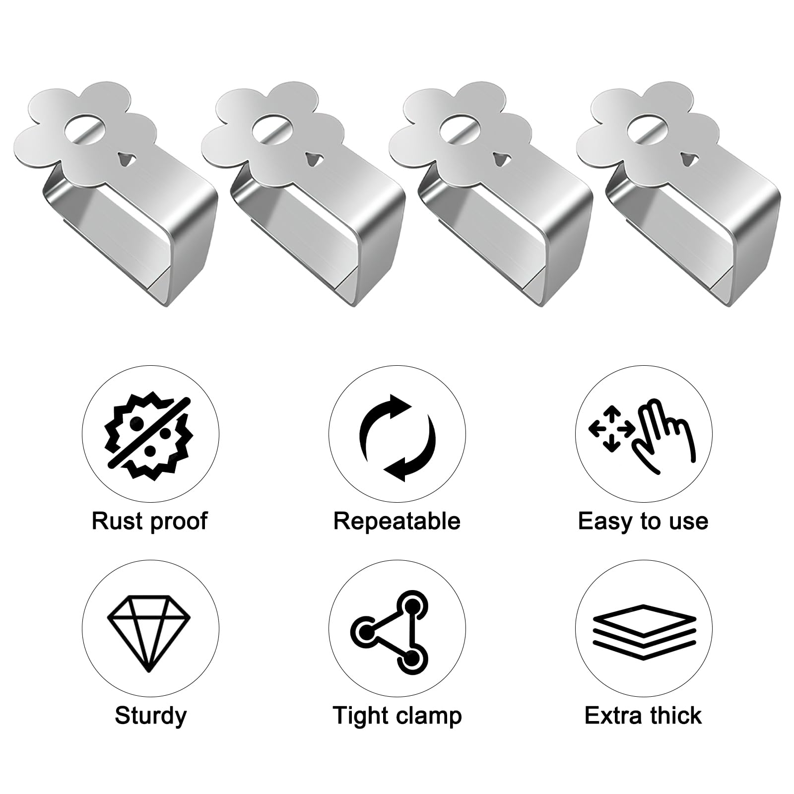 Lot De 10 Pinces à Nappe En Acier Inoxydable – Anti-Vent Solides Pour Table Extérieure, Pique-Nique, Jardin Et Cuisine