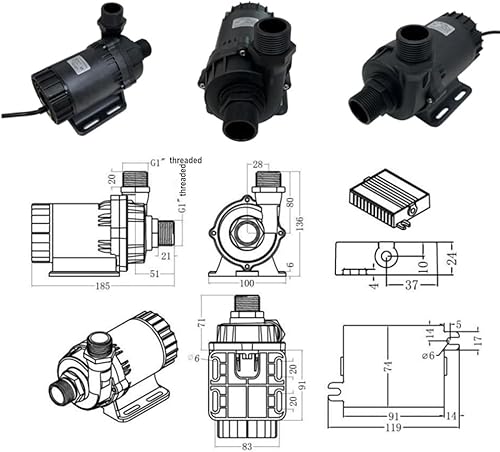 Miniatura 2 de SHYSKY Bomba de agua resistente de 24V DC 150W DC80E-24100S-1 150W Lift 10m (32ft) 2113GPH, diseño sin escobillas, sumergible, de bajo ruido