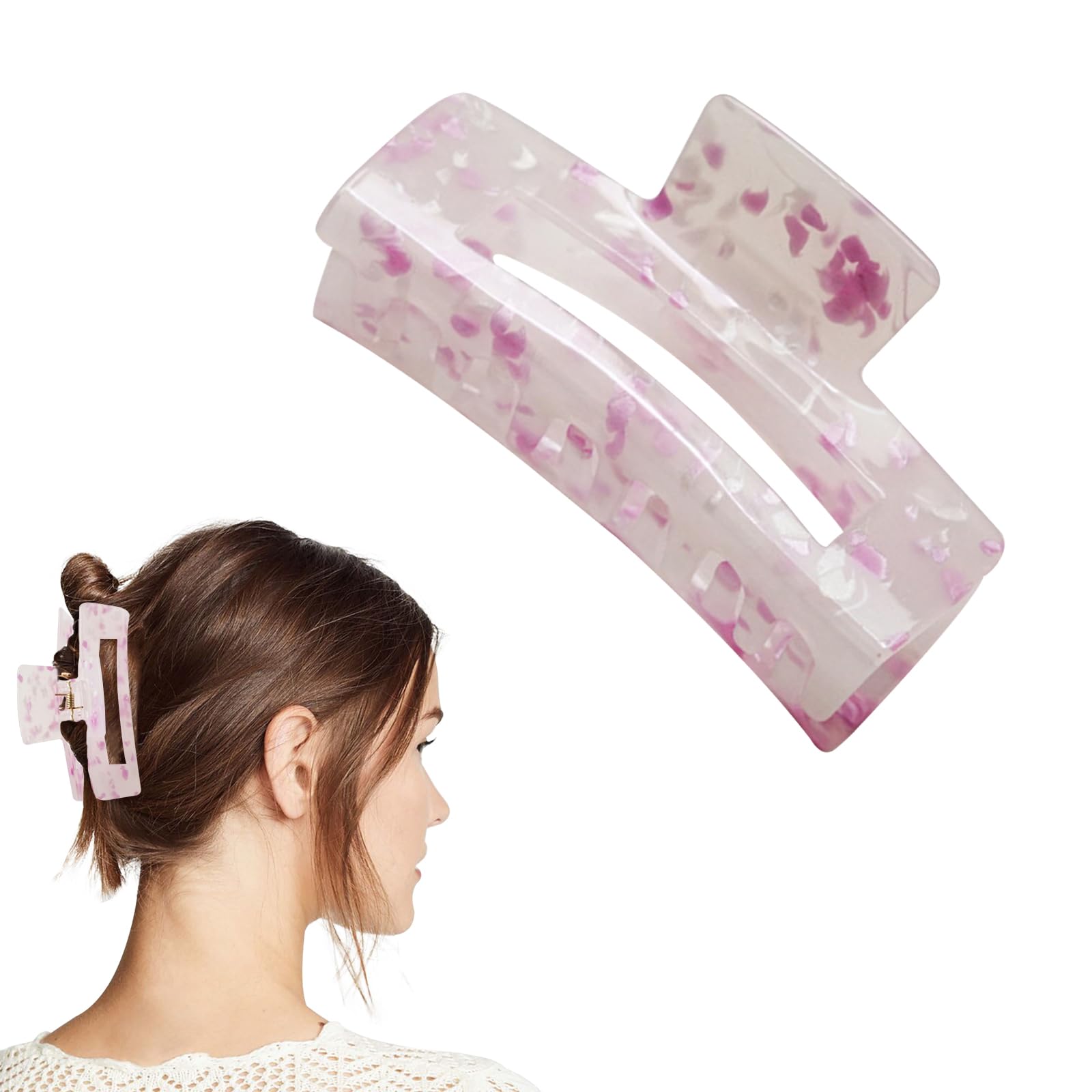 Hair Claw Clip,Large Hair Clips Women,Non-Slip Claw Clips Pink Acrylic Hair Clip Strong Hold Jaw Clips for for Women and Girls Straight Curly & Wavy Hair,Hair Accessories