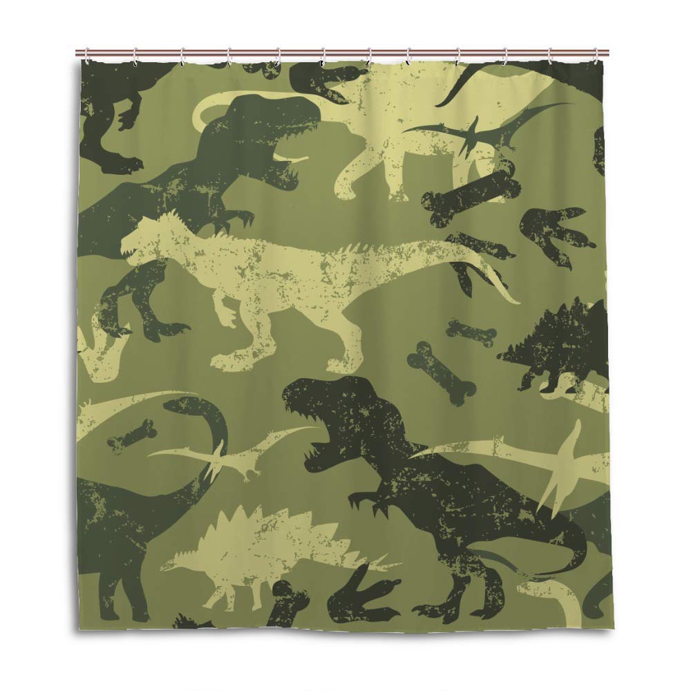 Rideau de douche en polyester motif tyrannosaure abstrait et lavable