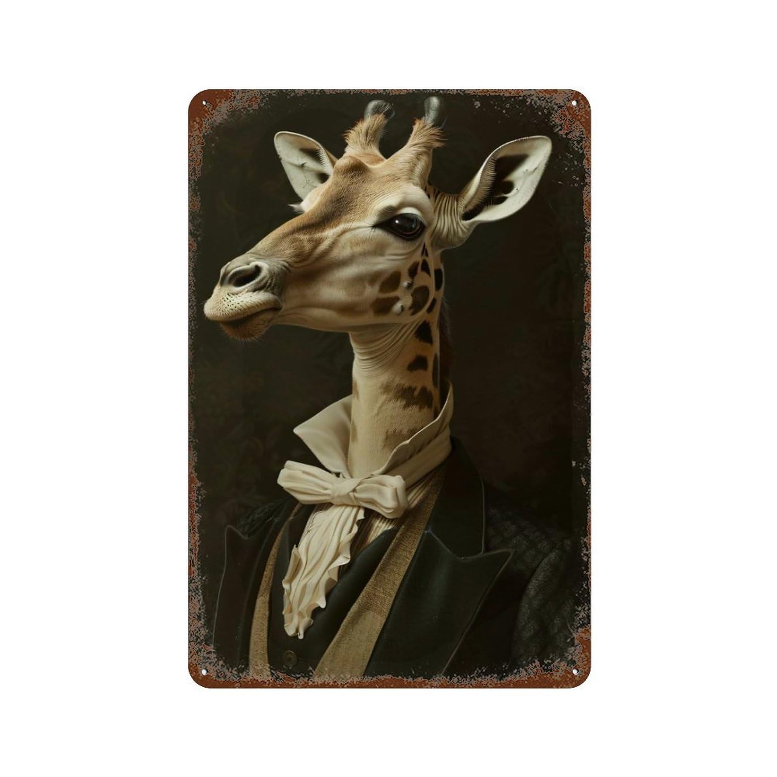Dapper Giraffe Portrait 11.8"x7.9" Decorative Tin Sign, Retro Wall Decor for Garage, Bar And Workshop Decor