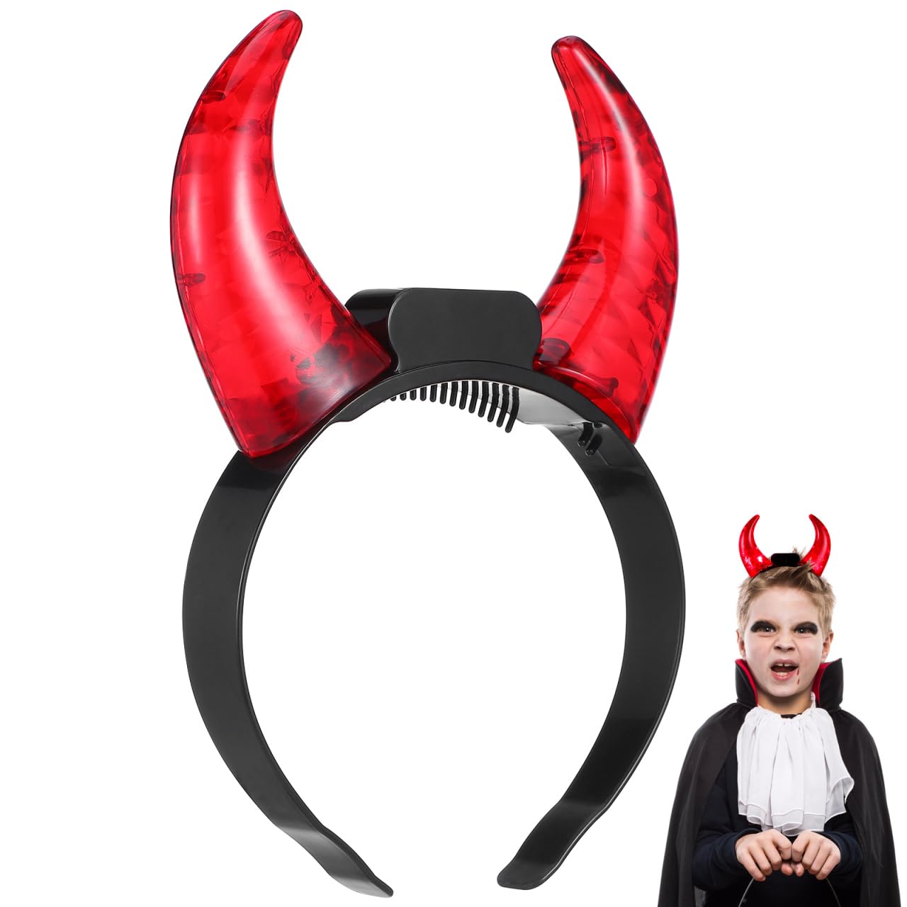 Baluue Led Glowing Devil Horn Headband Light up Costume Hairband Party Accessory for Halloween Carnival and Festival