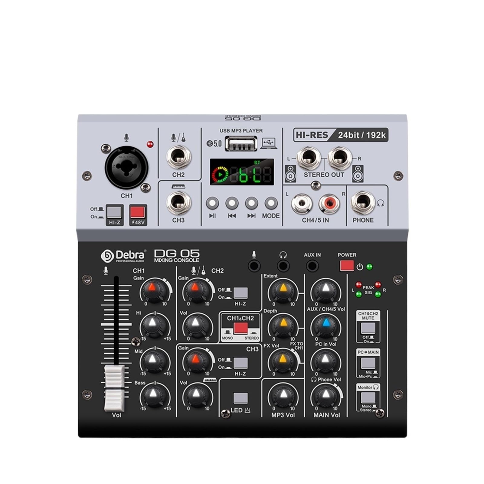 DJ-Mixer, DG05 24bit 192kHz Schnittstelle Soundkarte Studioqualität 5.0 BT for PC E-Gitarre Live-Aufnahme Gesang mit Überwachung