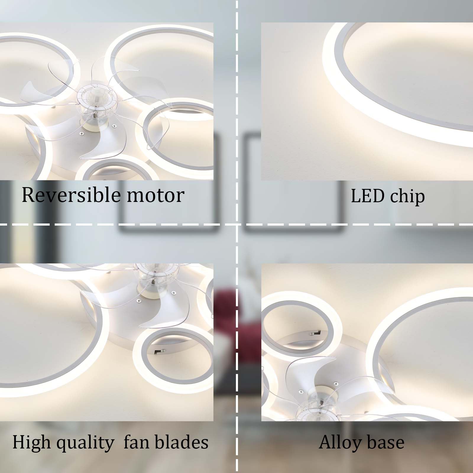 Inteligentny Wentylator Sufitowy Z Oświetleniem, Cichy, Odwracalny, Ściemnialny Duży Wentylator Sufitowy LED Ze Światłem I Pilotem DC Lampa Z Wentylatorem Do Salonu 6 Biegów Sypialni-White