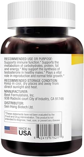 Miniatura 8 de Zinc 30mg  Suplementos de zinc quelado bien absorbido para hombres y mujeres  Vegano, sin OMG, para apoyo inmunológico y piel sana  Sin gluten  60