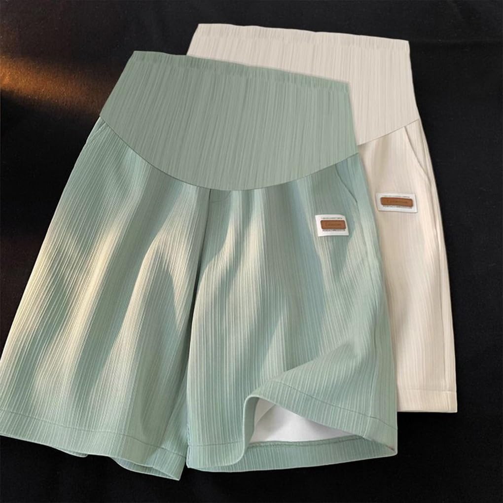 Leggings Premaman Corti, 2 Pack maternità Pantaloncini Premaman Estivi Donna Maternity Shorts Pigiama Pantaloni Corti Estivi per la Gravidanza