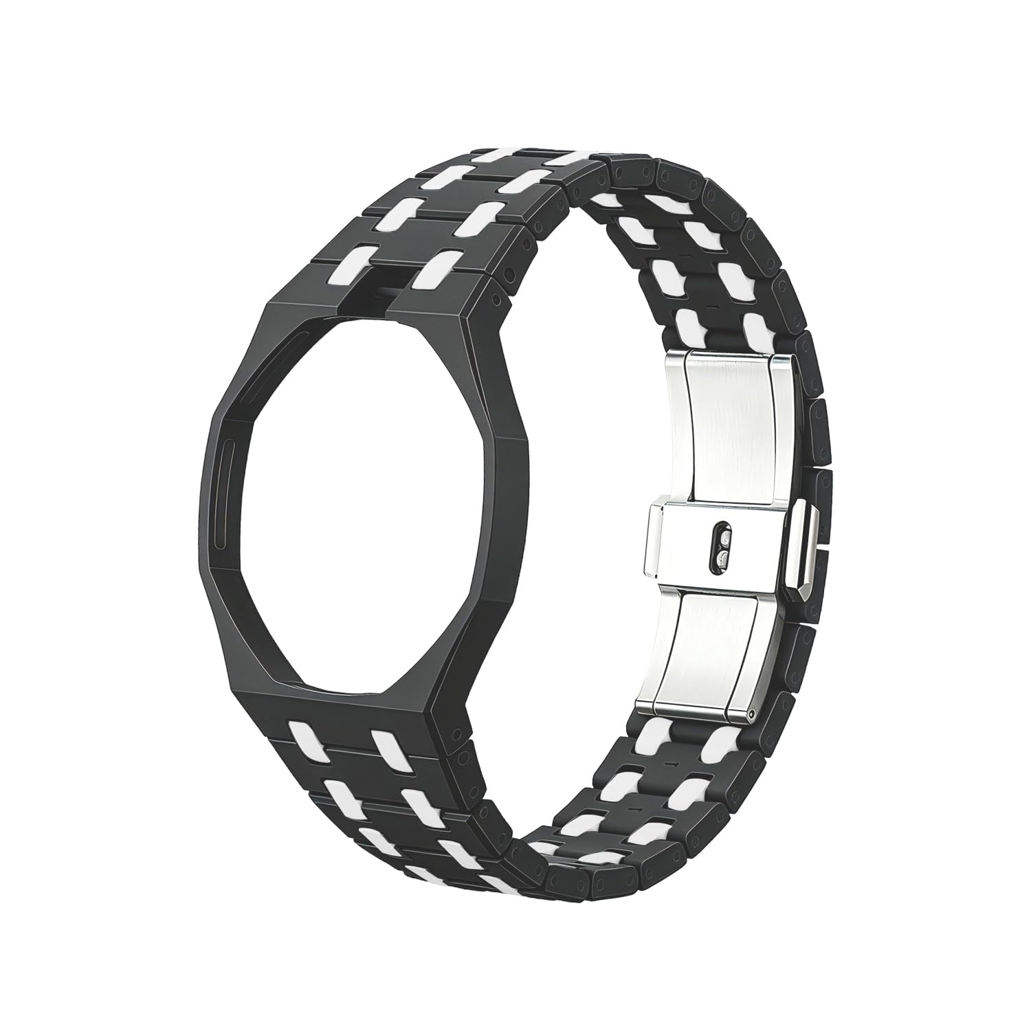 Zwei-farbiger Biokeramik-Gehäusearmband kompatibel mit Swatch Royal Pop Uhr, Sportarmband mit stoßfestem Rahmen und Schutzbumper, passend für Männer und Frauen, mit 3- und 12-Uhr-Drehung