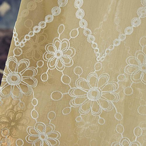 Cortina de impressão floral bordada Awakingdemi, cortina de janela, tule, decoração de cômodo transp