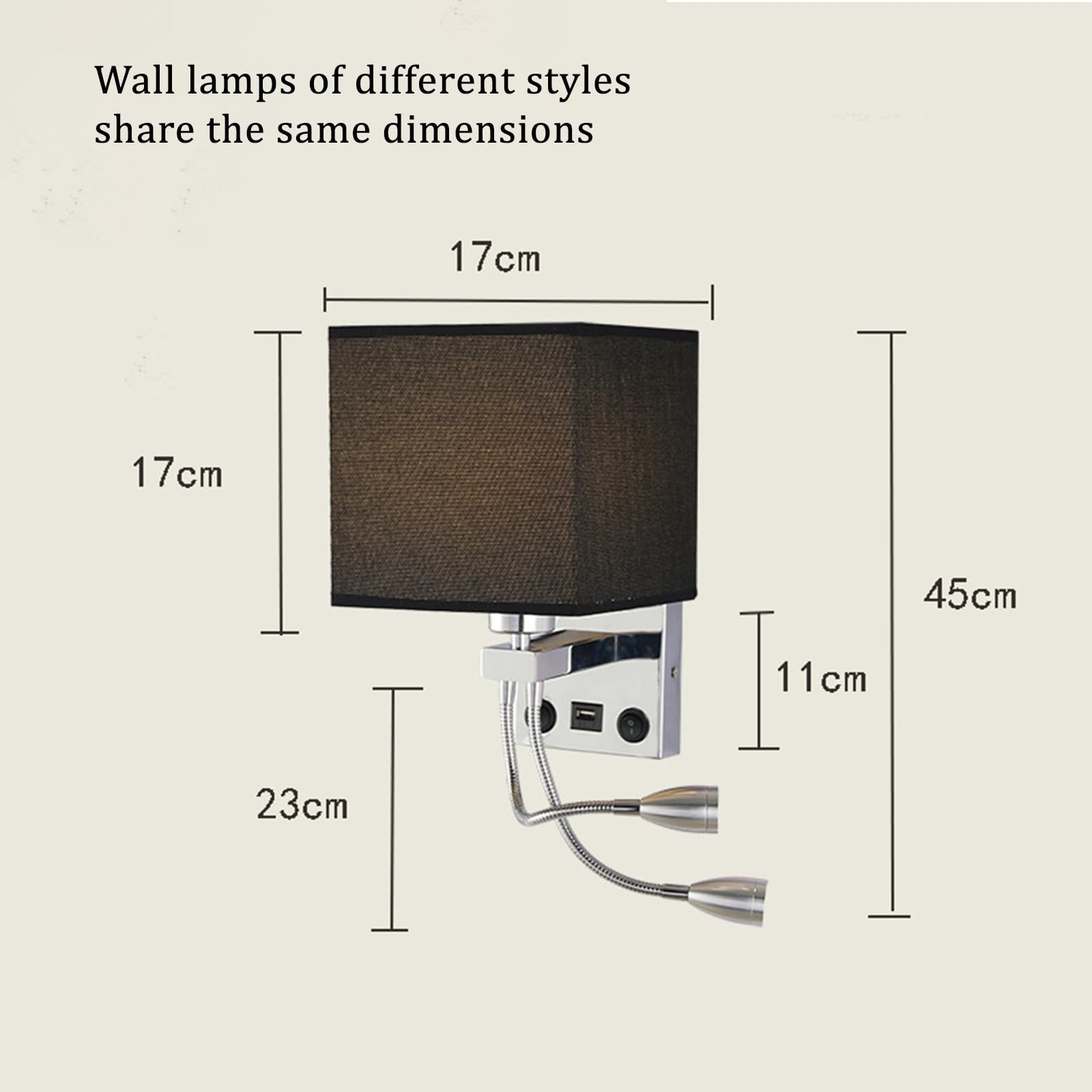 E27 Lampa ścienna z portem ładowania USB Nowoczesna oprawa ścienna z regulowanym reflektorem łabędzia szyjka lampka nocna oświetlenie ścienne podwójne przełączniki do sypialni, salonu, hotelu