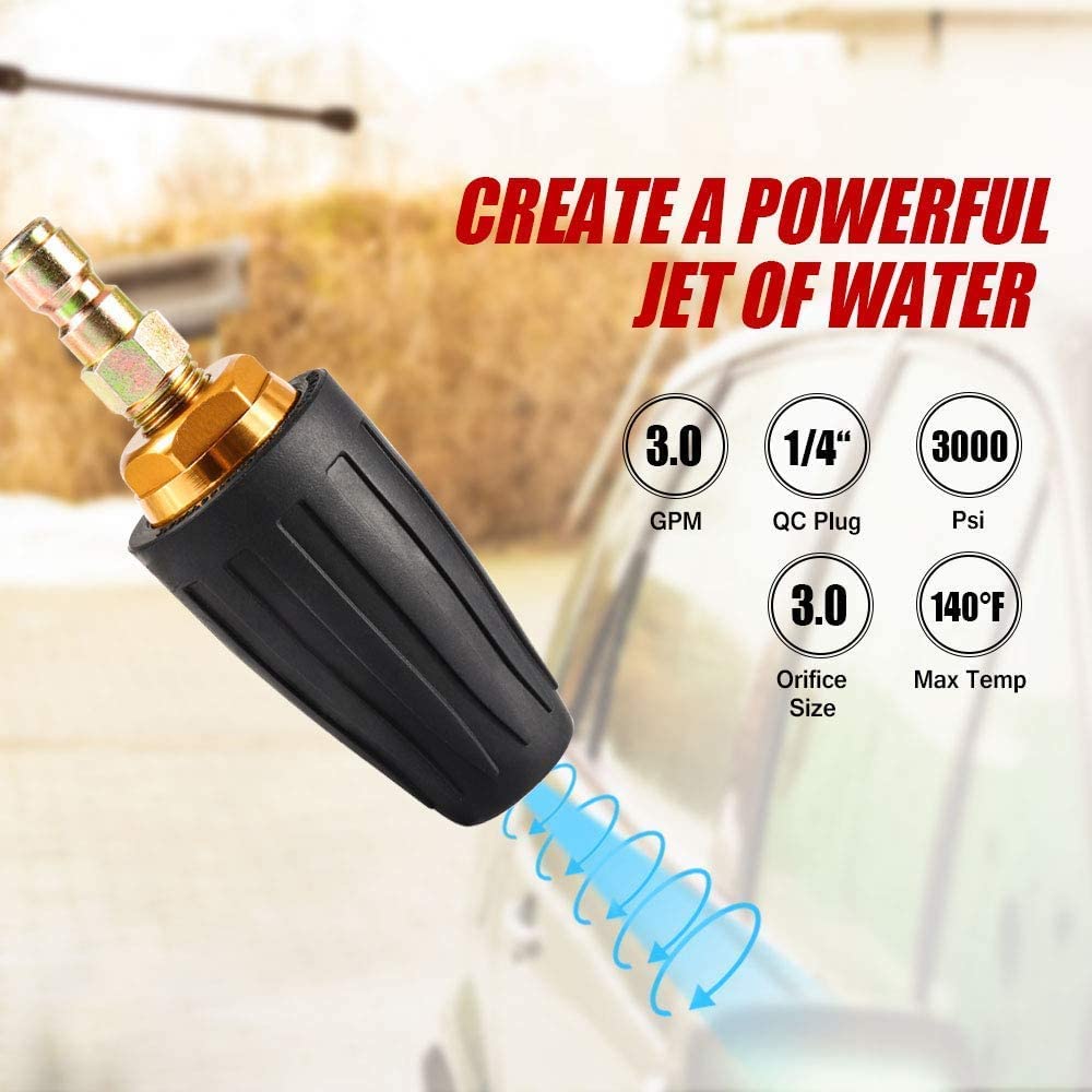 Ugello Turbo Rotante Per Idropulitrice - 1,8 GPM 3000PSI, Getto Potente Con Connessione Rapida 1/4