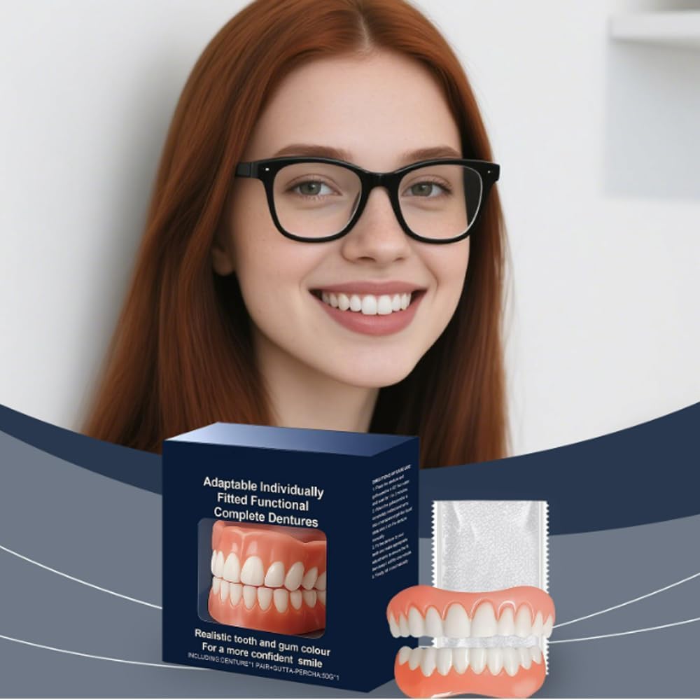Prothèses dentaires, prothèses dentaires, kit de rebasage Soft Dent-ure, aspect naturel, souples et confortables pour hommes et femmes (2pcs)