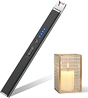 LcFun USB Rechargeable Plasma Arc Candle Lighter - Windproof Flameless Long Lighter with Safety Lock for Candles, Grill, BBQ, Camping, Stoves