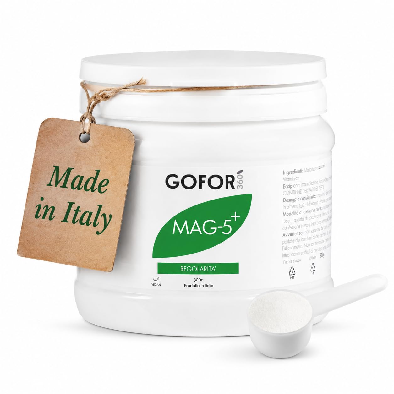 GOFOR360 MAG 5+ REGOLARITÀ - Magnesio Bisglicinato in Polvere con Inulina e Finocchio per Stitichezza, Gonfiore e Rilassamento - 60 Dosi