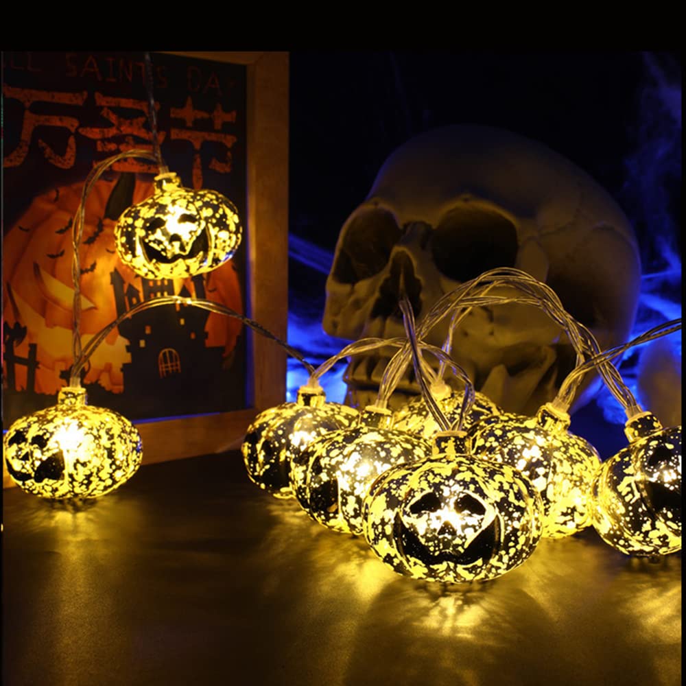 Bseical Luci Stringa Halloween Batteria, Impermeabile 3M 20 LED Catena Luminosa Alimentata con Batteria, Luci LED Halloween Zucche Teschio fantasmi Luci a Corde (20 led, Zucca C