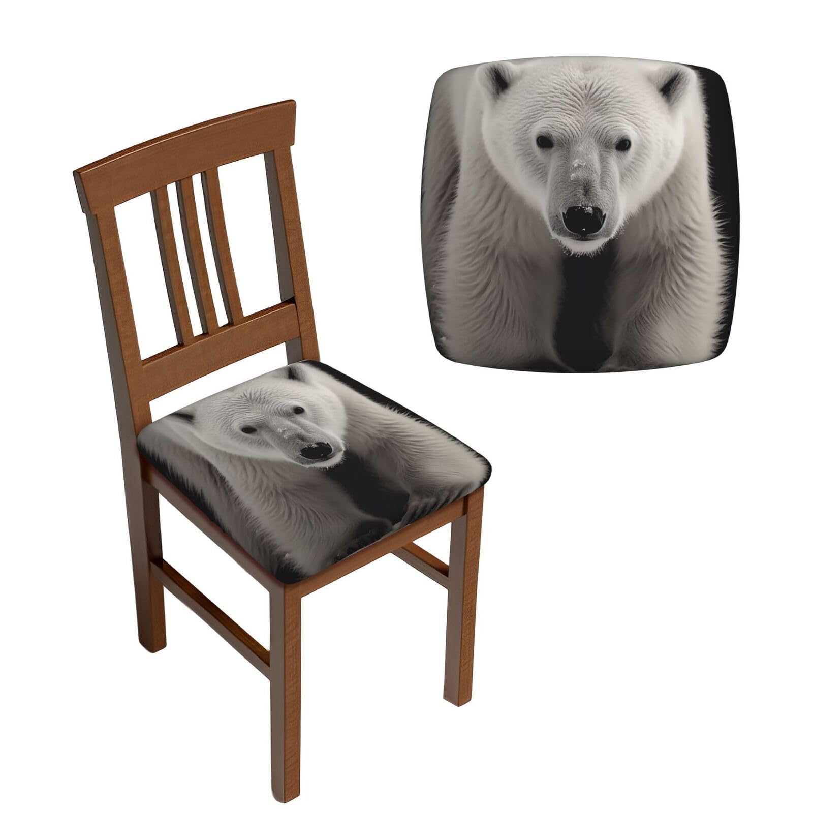 NONHAI 6PCS Dining Chair Seat Covers Set Polar Bear Stretch Removable Chairs Covers Washable Seat Cushion Slipcovers Protector for Dining Room Kitchen Chairs