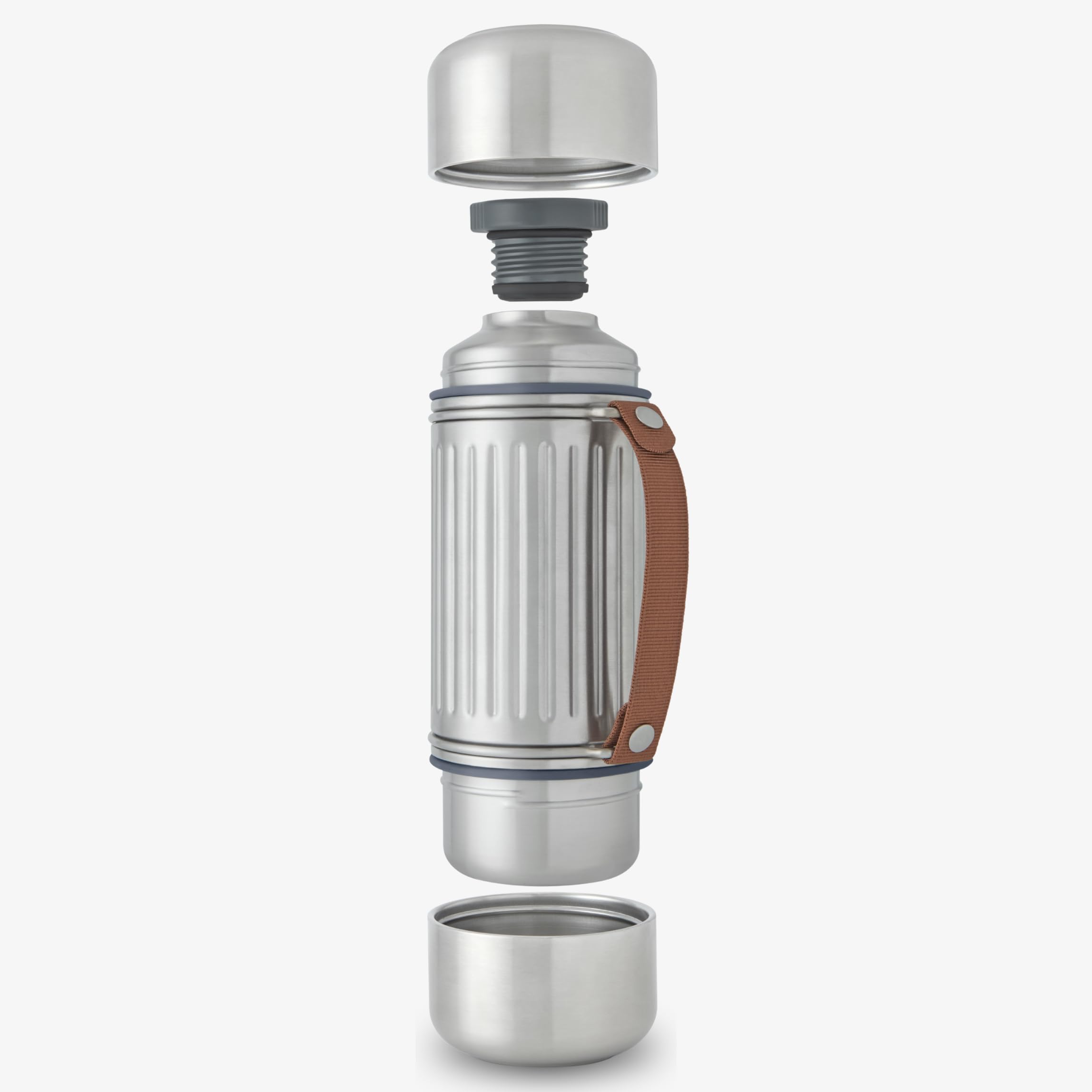 BLACK + BLUM Thermoskanne | Edelstahl Isolierflasche mit 2 Bechern | 1 L