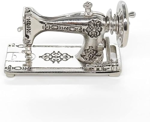 Miniatura 1 de Odoria 112 máquina de coser en miniatura accesorios de decoración de casa de muñecas, plata