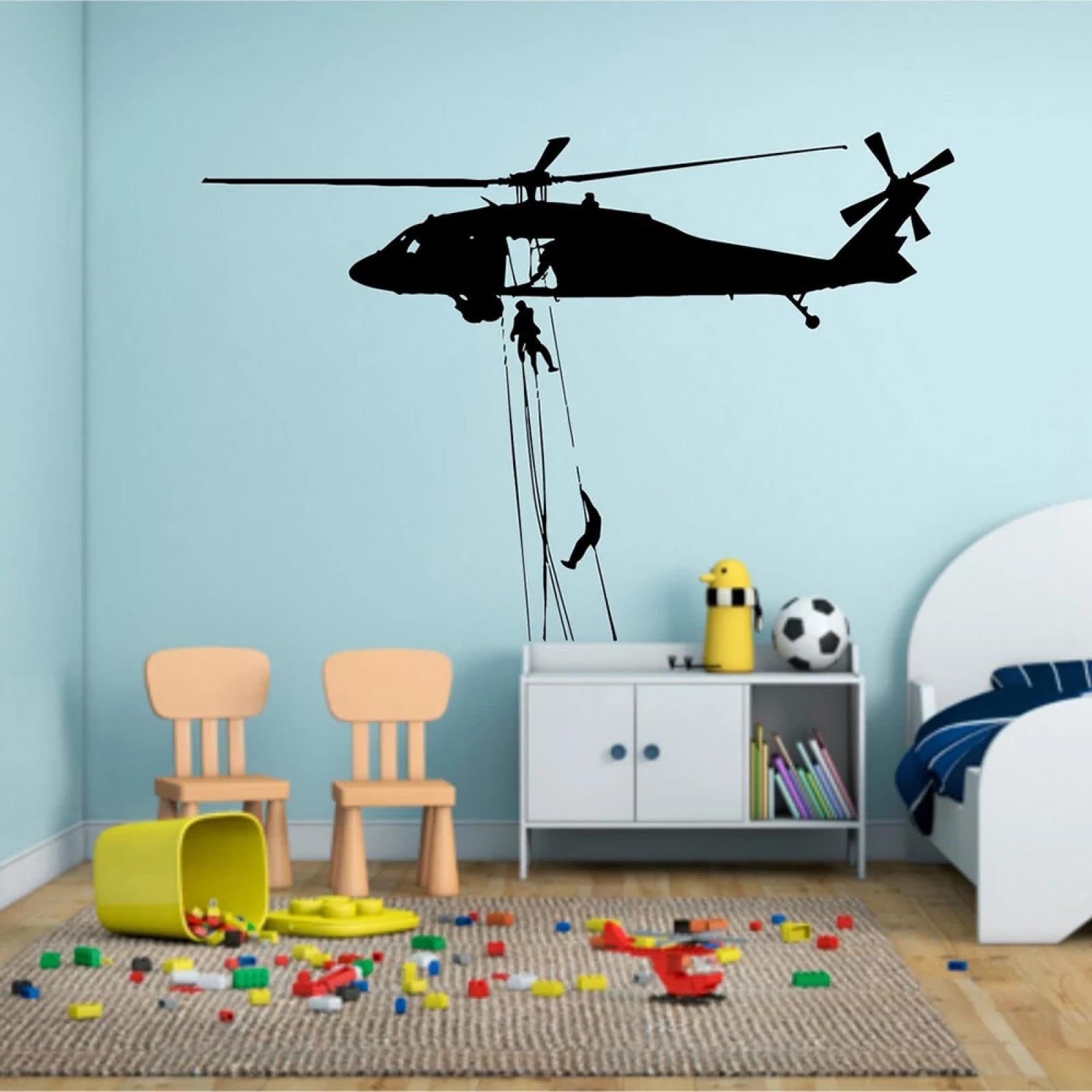 YOUOUSI Helicopter Silhouette wall Decal, Suitable for Decorating Children's Rooms or Boys' Rooms with Vinyl Interior Decals.