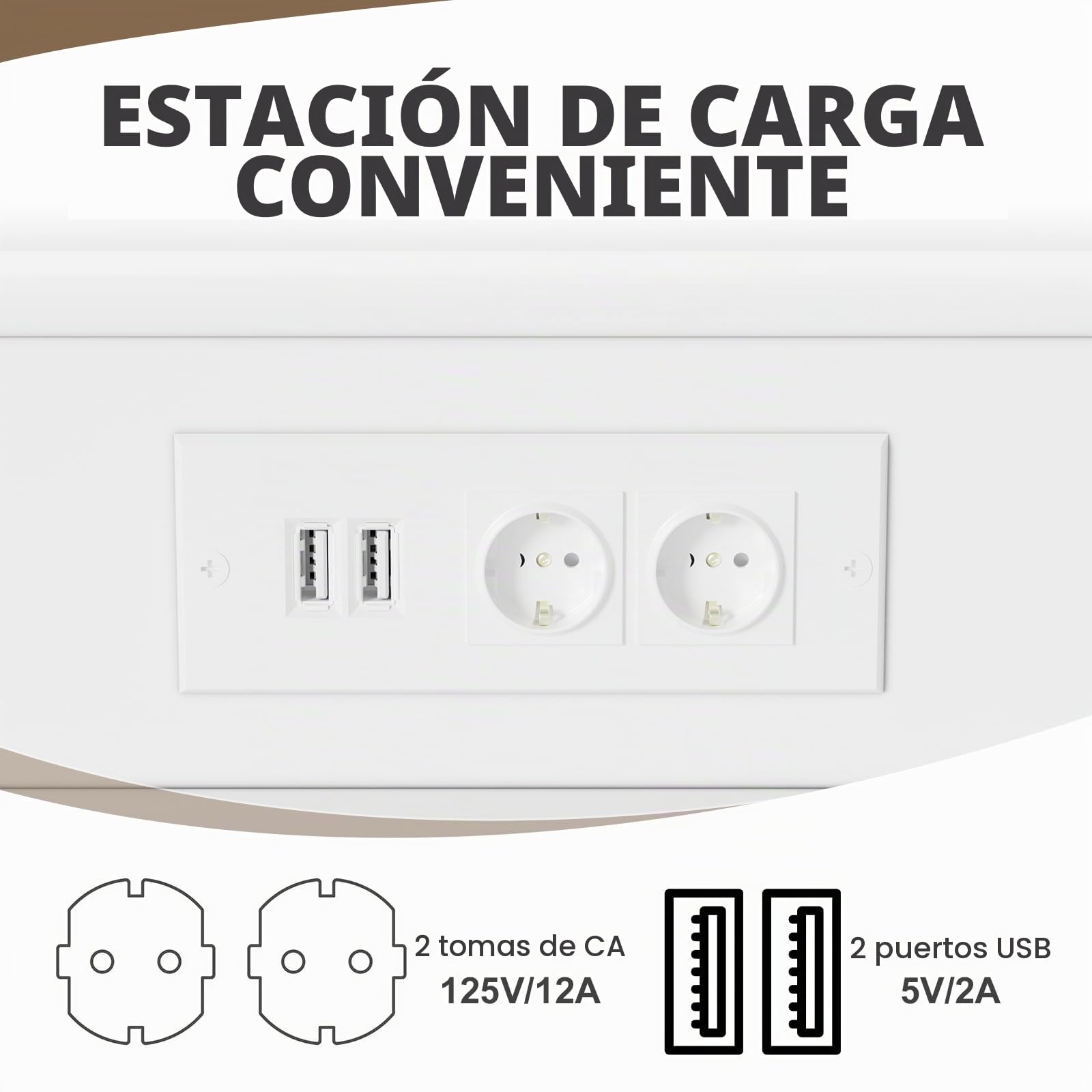 MSFE 2en1 Aparador para Salón/Armario para Mini Nevera, Soporte para Microondas con Tomas, Mueble Auxiliar Salón, Aparador Cocina para Comedor, Entrada, Dormitorio, Crema,100 * 53 * 108.5cm