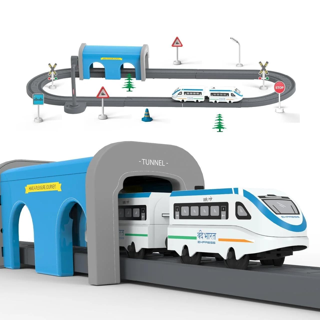 SMALL CLAP® Vande Bharat Express Toy Train Set - 28 Piece | Indian City Train Set with DIY Magnetic Railway Tracks | Railway Set for Kids 3+ | Educational Gift for Kids | Made in India