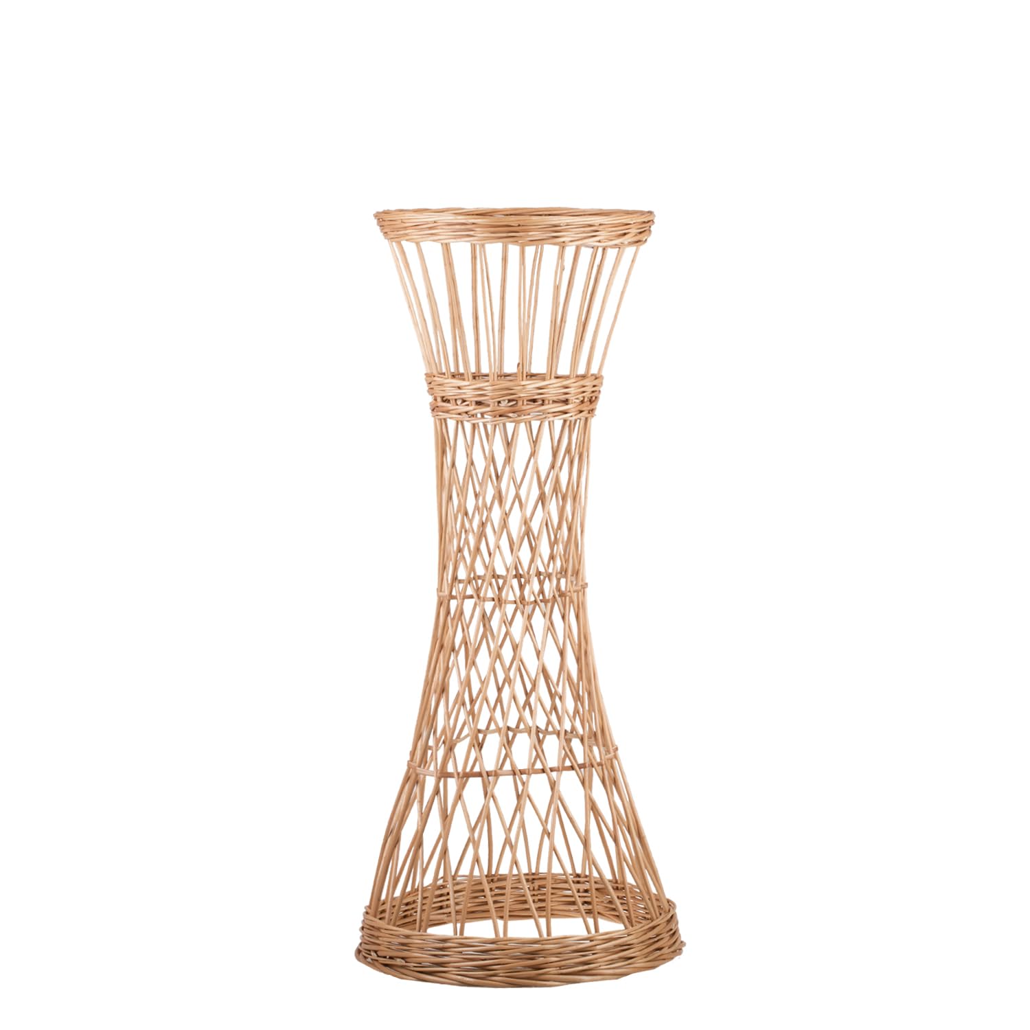 e-wicker24 Pot de fleur en osier naturel, fait à la main, pot de fleur debout écologique, boîte de jardinière de fleurs, tube de fleurs, support de fleurs pour la maison (Grande Ø: 28 H: 85)