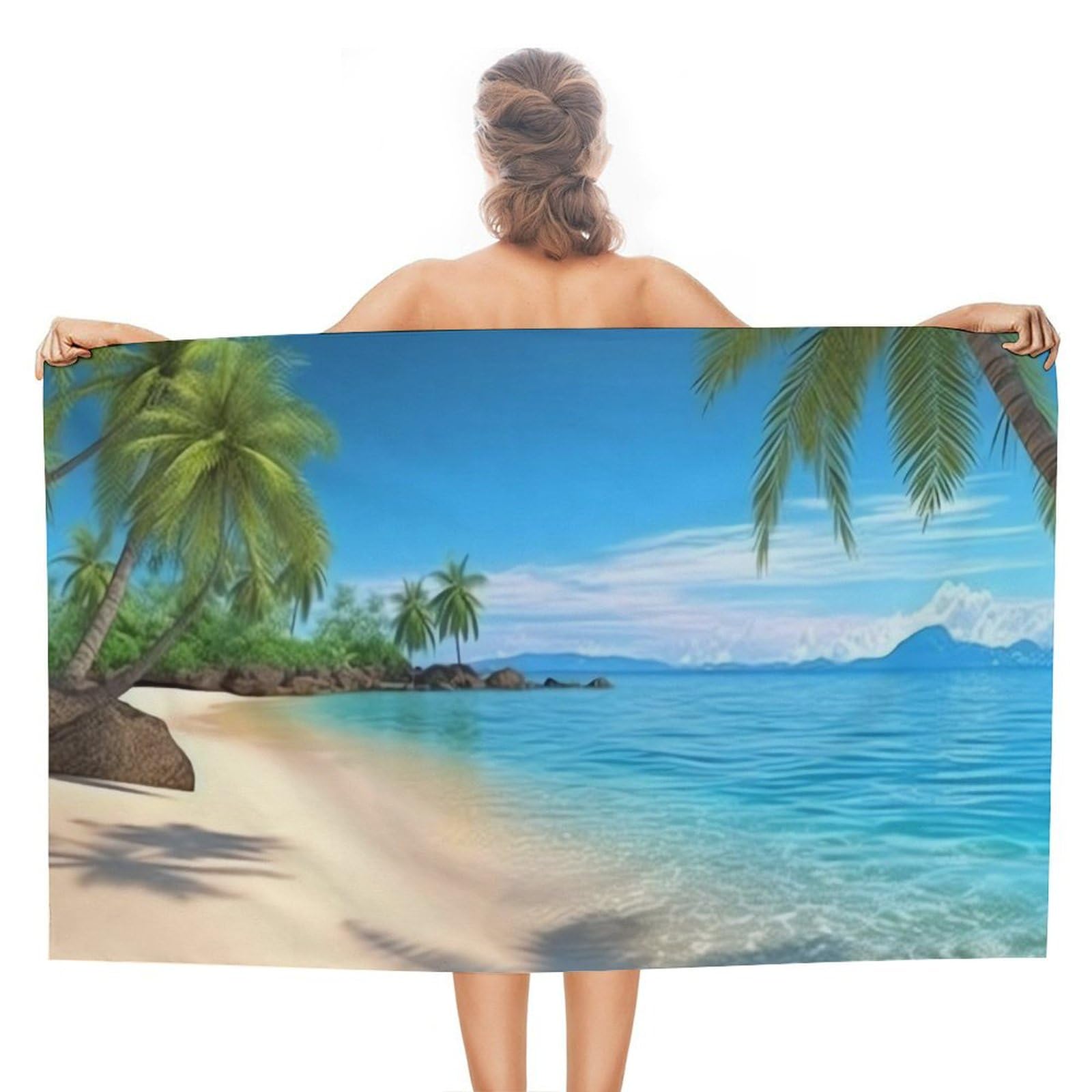 LSRCPD Beach Towels Hawaiian Beach With Palm Trees Pool Camping Yoga Swim For Men Adults 80X130Cm
