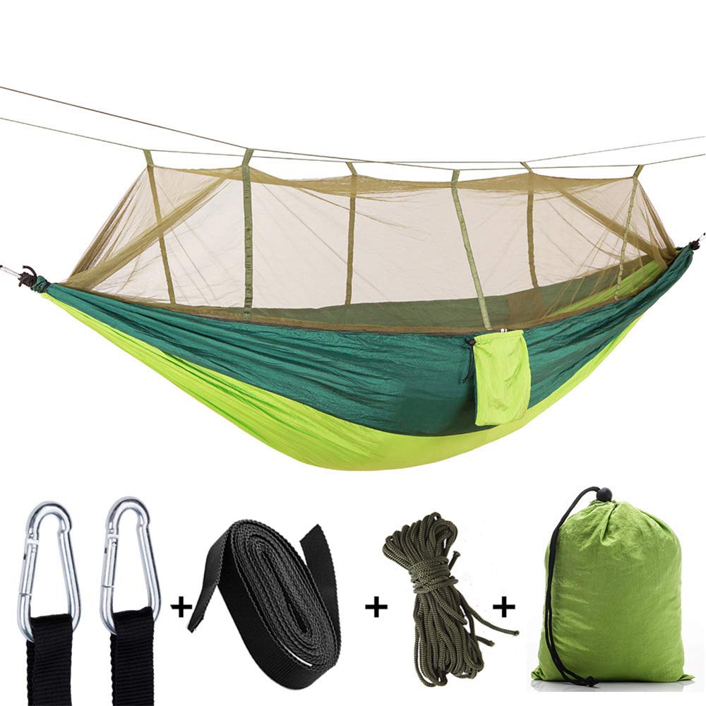 Hamaca para Acampar con Mosquitera, Hamaca De Nylon Paracaídas Portátil para Interiores, Exteriores, Senderismo, Camping, Mochilero, Viajes, Patio Trasero, Playa,A